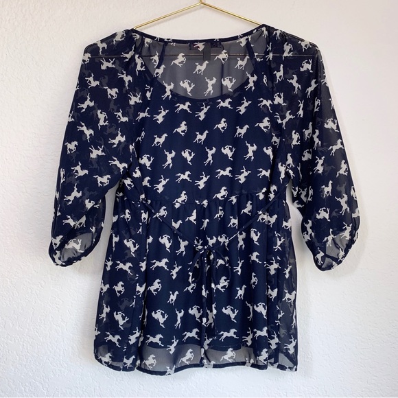 Speechless Babydoll Horse Print Top - Picture 2 of 7